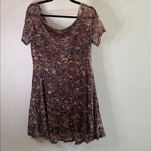 Xhilaration Floral Lace Mini Dress - Purple and Pink